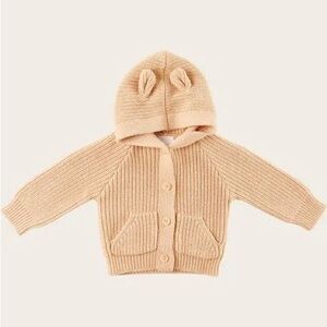 Jamie Kay Bear Cardigan - Size 3T - Amberlight/Peach